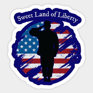 Patriotic Distressed Soldier Salute Sweet Land of Liberty Sticker